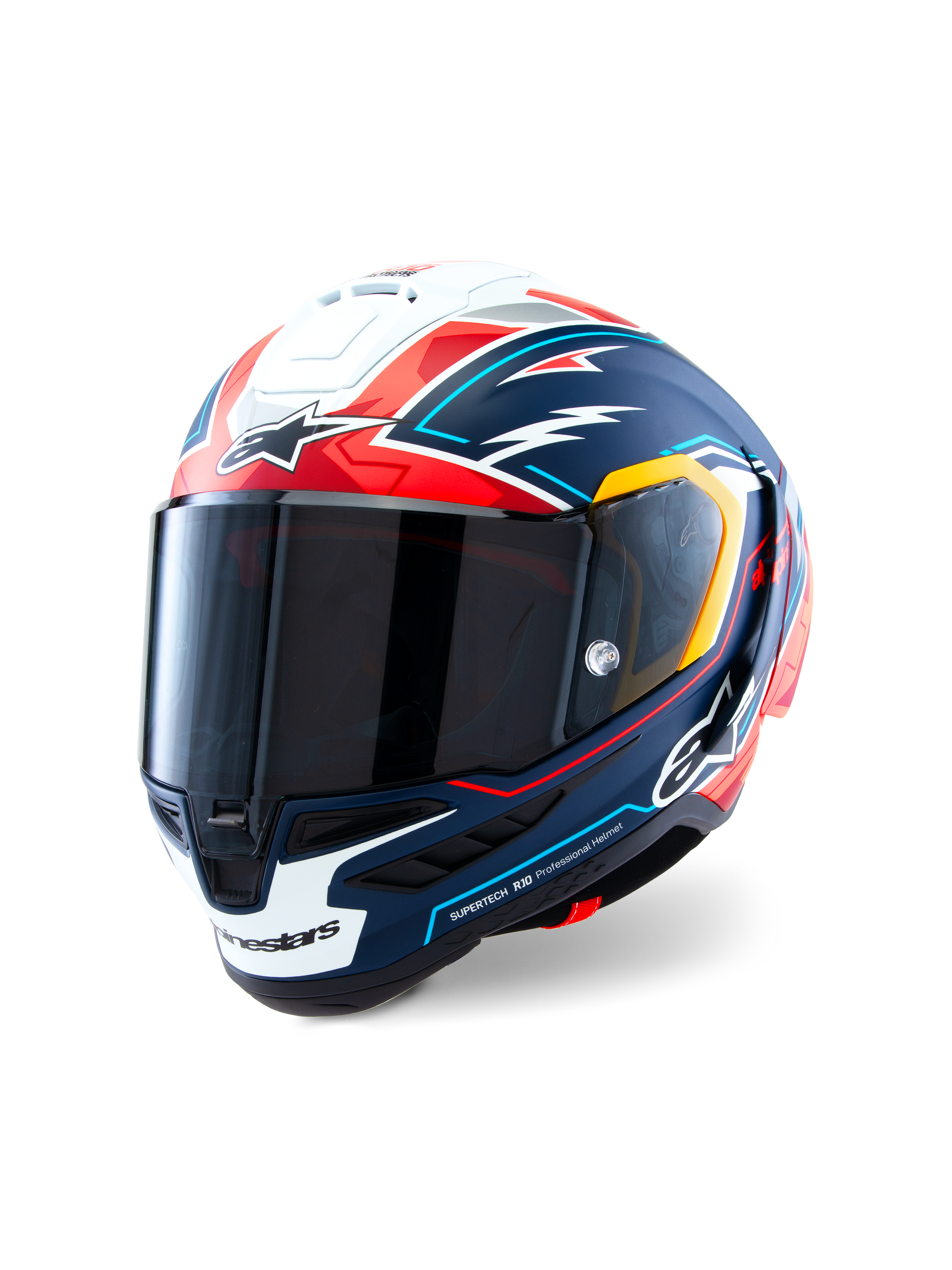 Alpinestars Supertech R10 Acosta Limited Edition Helmet, Motorcycle Racing Helmet, Blue Red White Matt, ECE and FIM certified carbon composite construction with Optical Class 1 visor