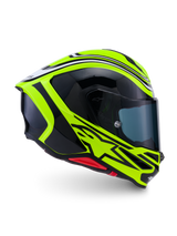 Alpinestars S-R7 Zeal Helmet ECE 22.06, full face motorcycle racing helmet, Yellow Fluo, Black and White, carbon construction