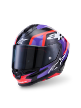 Alpinestars S-R7 Lumen Helmet ECE 22.06, full face motorcycle racing helmet, Black, Purple, Red Fluo and White Glossy, carbon composite construction