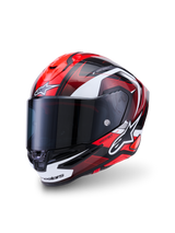 Alpinestars S-R7 Kinetis Helmet ECE 22.06, full face motorcycle racing helmet, Black Red White Glossy, carbon composite construction