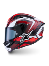 Alpinestars S-R7 Kinetis Helmet, Full Face Road Racing Motorcycle Helmet, Black, Red, and White Glossy finish, ECE 22.06 certified carbon construction