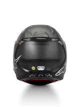 Alpinestars Supertech M10 Fame Helmet, Motocross, Matte Black Carbon Fiber, ECE 22.06, MIPS Protection, Rear View.