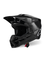 Alpinestars S-M3 Solid Helmet ECE 22.06, Motocross Helmet, Black Glossy, featuring a thermo-injected shell, adjustable visor, and multiple ventilation ports, sleek aerodynamic design for off-road racing