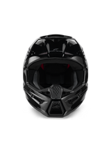 Alpinestars S-M3 Solid Helmet ECE 22.06, Motocross Helmet, Black Glossy, front view showing intake ventilation ports, sleek aerodynamic shell with glossy finish, featuring Alpinestars logo and 'One Goal. One Vision.' branding