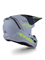 Alpinestars S-M3 Radium Helmet, Motocross Helmet, Gray Black and Yellow Fluo Matte, full-face design with angular shell, prominent visor and ventilation ports, matte finish with bold graphics