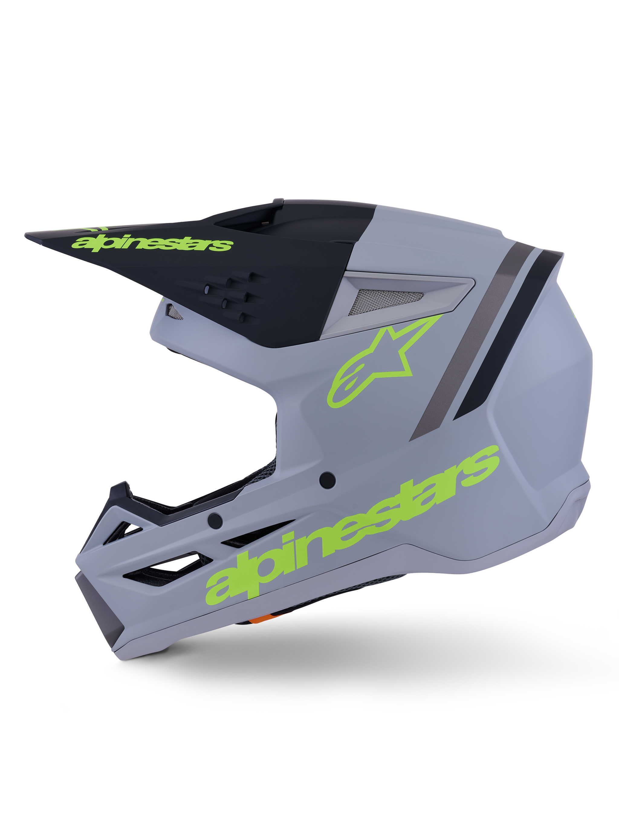 Alpinestars S-M3 Radium Helmet, Motocross Helmet, Green Black and Yellow Fluo Matte, thermo-injected shell with integrated visor and high-flow ventilation ports, engineered for MX and Enduro riding