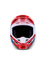 Alpinestars SM3 Falcon Helmet ECE06, Red and White Motocross Helmet, lightweight thermo-injected shell, ECE 22.06 certified.