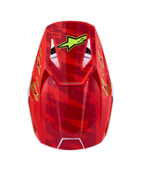 Alpinestars SM3 Falcon Helmet ECE06, Motocross Helmet, Unisex, Red and Yellow Star Graphics, ECE 22.06 Certified, Top View.