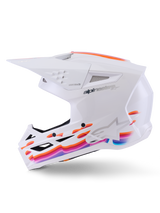 Alpinestars S-M3 Force OCD Helmet, Motocross Helmet, White Glossy, featuring a streamlined thermo-injected shell with integrated ventilation and a patented visor release for off-road racing