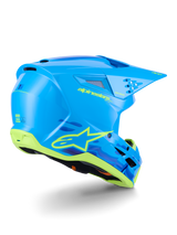 Alpinestars S-M3 Force OCD Helmet, Motocross Helmet, Cyan Glossy with black and white accents, featuring a sleek aerodynamic design, integrated ventilation ports, and a protective visor for off-road performance.