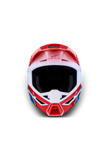 Alpinestars SM3 Youth Falcon Helmet, red and white off-road helmet with ECE 2206 certification for motocross racing.