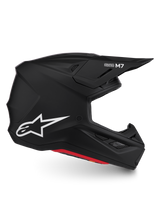 Alpinestars S-M7 Solid Helmet ECE06, Matte Black motocross helmet, streamlined composite shell, white Astar logo, ECE 22.06.