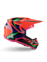 Alpinestars S-M3 Youth Deegan Helmet, Motocross Helmet, Orange Pink Green and Navy Blue, ECE 22.06 Certified, Youth Size, Glossy Finish with Star Graphics, Aerodynamic Visor and Ventilation Ports