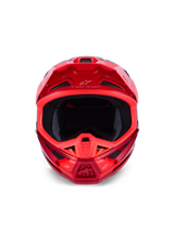 Alpinestars S-M7 Core Helmet, Motocross Helmet, Red Glossy, Front view showing multiple intake vents and aerodynamic design, Astars branding on visor and chin bar, professional off-road racing gear