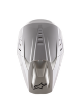 Alpinestars S-M5 Solid Helmet ECE 22.06, Motocross Helmet, White Glossy, overhead view showing top air vents and black logo on the visor tip