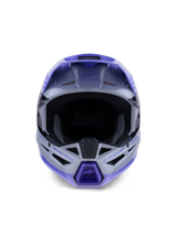 Alpinestars S-M3 Jettson Youth Helmet, Motocross Helmet, Gray Purple and Black Glossy finish, front view showing large eye port for goggles and ventilated chin guard, professional off-road head protection.