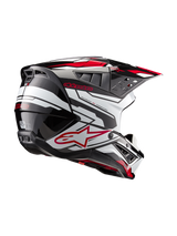 Alpinestars S-M5 Action 2 Motocross Helmet in glossy black, white and bright red with ECE safety certification.