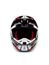 Alpinestars S-M5 Action 2 Helmet, motocross helmet in black, white and bright red glossy graphics, front view with red interior padding