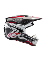 Alpinestars S-M5 Action 2 Helmet, Motocross Racing Helmet in Black, White, and Bright Red Glossy design.