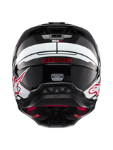 Alpinestars S-M5 Action 2 Helmet, Motocross Racing Helmet, Black, White and Bright Red, ECE 22.06 Certified, Rear View.