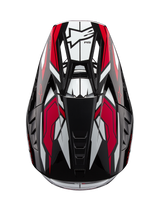 Alpinestars S-M5 Action 2 Helmet, Motocross Off-Road protection, top view in Black and Bright Red with glossy finish.