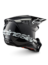 Alpinestars S-M5 Corp Helmet ECE 22.06, Dark Gray Glossy and white motocross racing helmet, ECE certified for off-road performance.