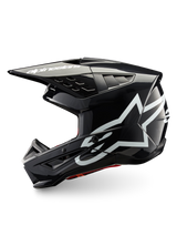 Alpinestars S-M5 Corp Helmet in Dark Gray Glossy, ECE 22.06 certified motocross helmet with white brand logos.