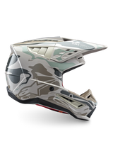 Alpinestars S-M5 Mineral Motocross Helmet in Warm Gray and Celadon Green, ECE 22.06 certified off-road protection.