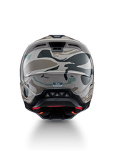 Alpinestars S-M5 Mineral Helmet, rear view of motocross helmet in Warm Gray and Celadon Green camo, ECE 22.06 certified.