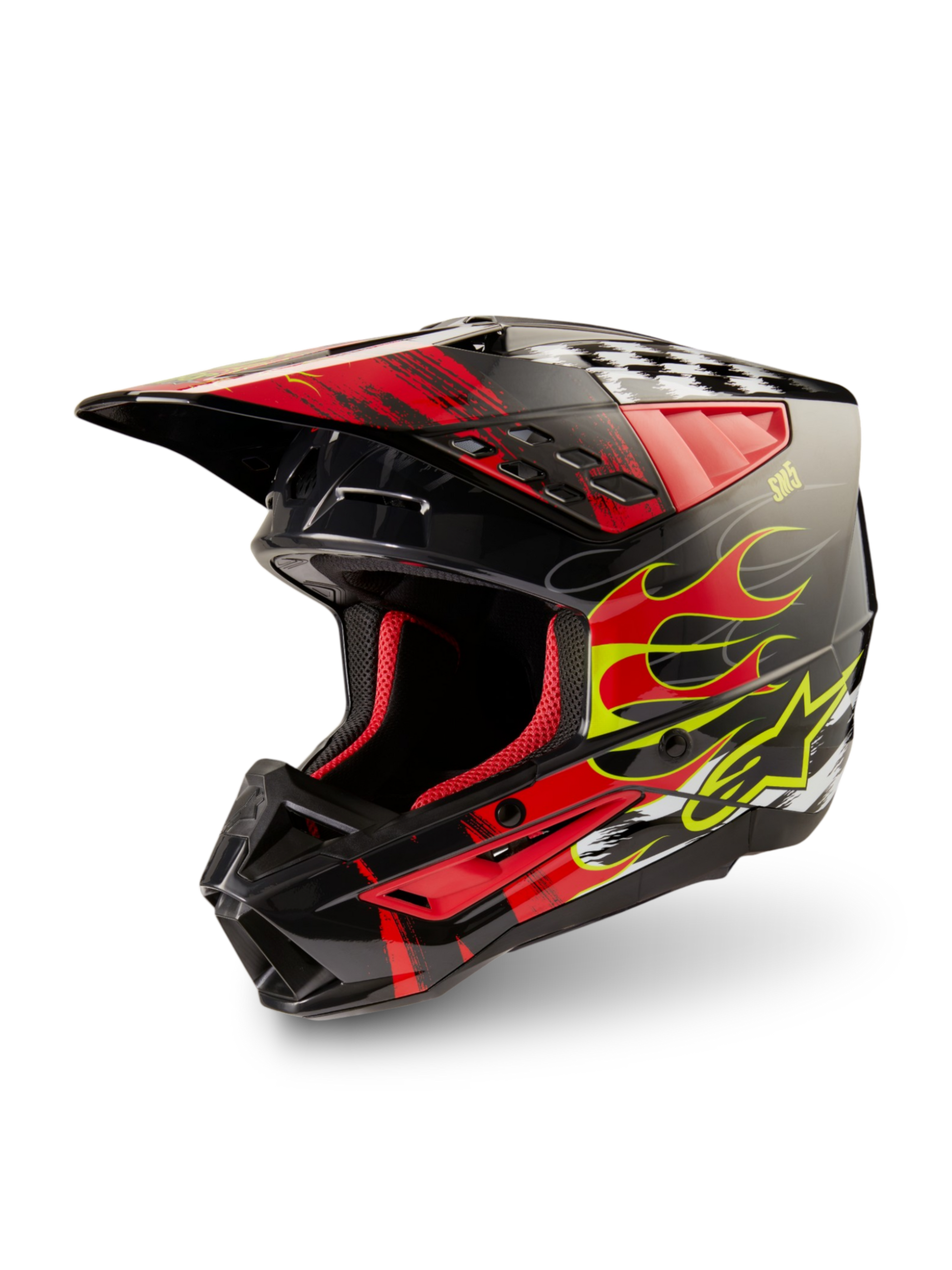 Alpinestars S-M5 Rash Helmet, ECE 22.06 Motocross Helmet, Dark Gray and Bright Red Glossy, lightweight off-road protection.