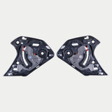 Alpinestars Supertech R10 Shield Mechanism, Helmet Accessory, Black, pair of replacement visor mechanisms for S-R10 helmets, intricate black plastic components with visible metal and orange mechanical parts, essential hardware for helmet shield operation.