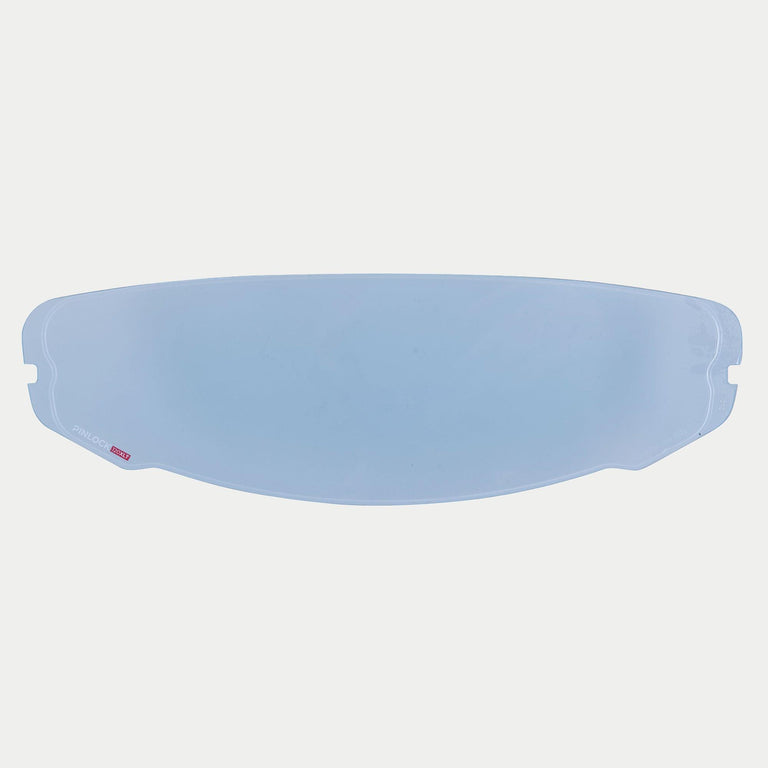 Alpinestars Supertech R10 AFHS-01 Shield Pinlock Lens, Transparent Clear anti-fog visor insert, featuring Pinlock 120XLT branding on the bottom left, official replacement part for S-R10 motorcycle helmets.