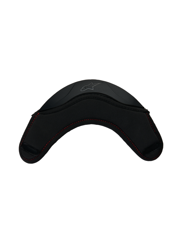 Alpinestars S-R7 Chin Curtain, motorcycle racing helmet accessory, black with red stitching and TPU construction