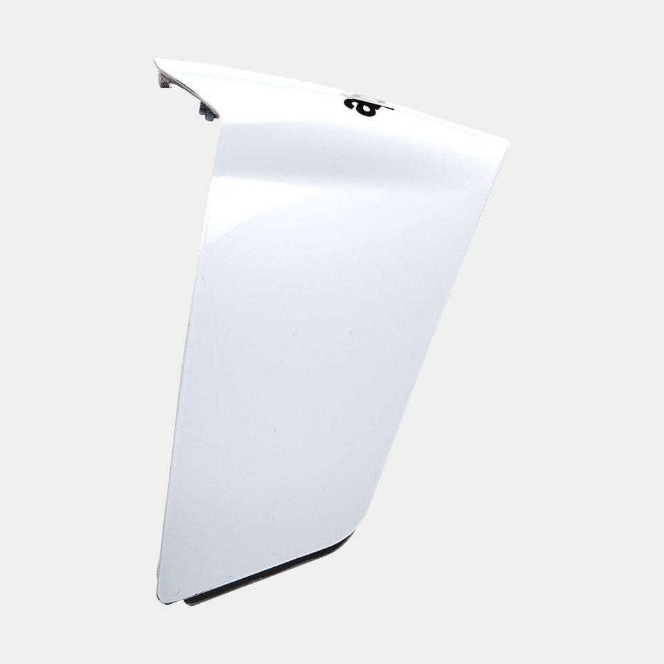 Alpinestars Supertech R10 Solid Race Spoiler, Helmet Accessory, Solid White Glossy, replacement aerodynamic component for S-R10 helmets, sleek curved profile with glossy finish and black logo detail