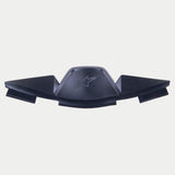 Alpinestars Supertech R10 Breath Deflector, Black Helmet Accessory, featuring an embossed star logo and angular geometric design for airflow management and visor fog reduction