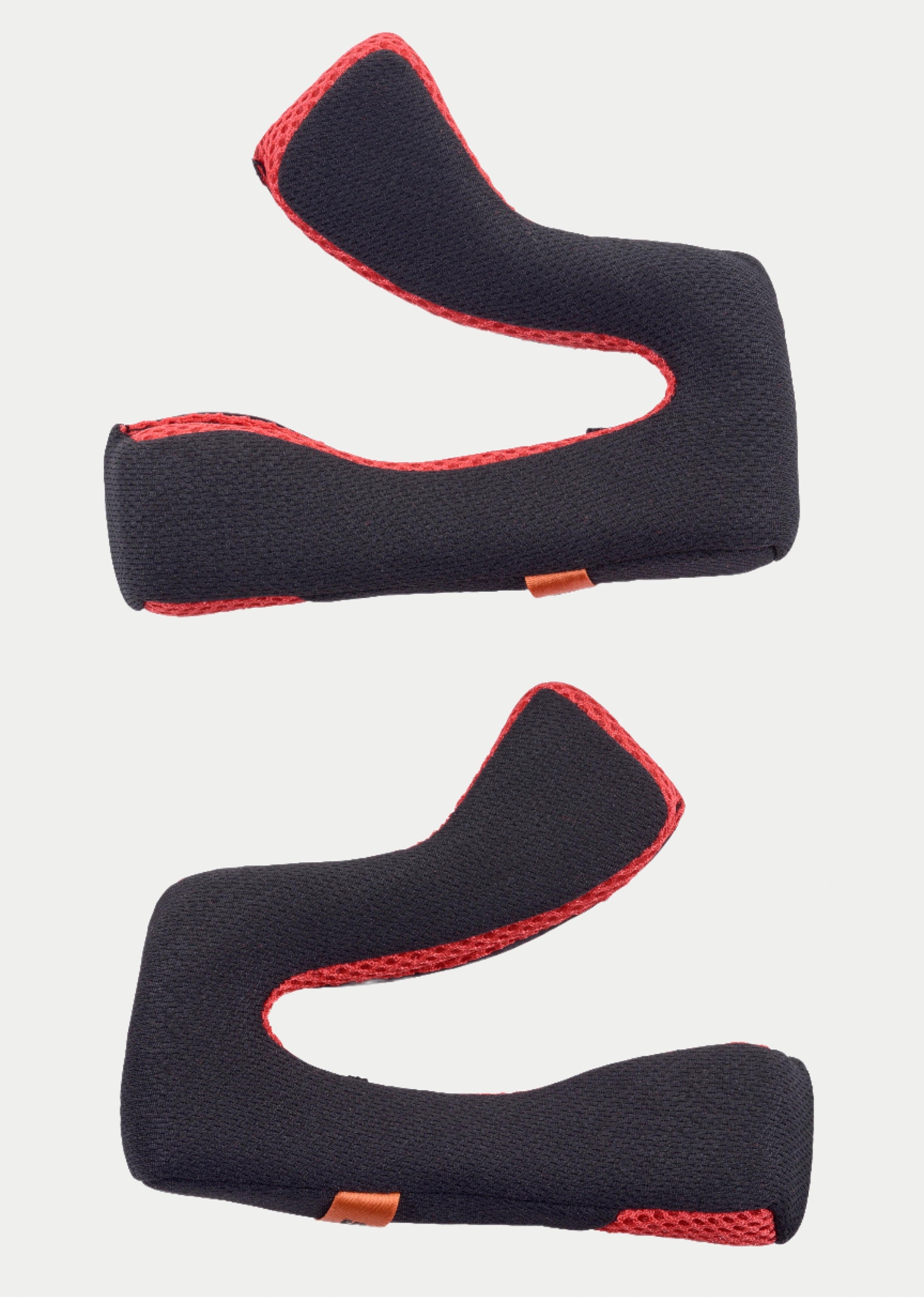 Alpinestars S-M5 Cheek Pads Replacement, Motorcycle Helmet Accessory, Gray with Red Mesh, set of two interior pads with orange pull tabs, designed for S-M5 motocross helmets
