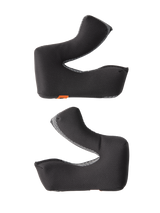 Alpinestars S-M3 Cheek Pad Set +5MM, Motocross helmet replacement pads, black textured fabric with gray mesh edges, ergonomic contoured design, moisture-wicking material for enhanced comfort and secure fit