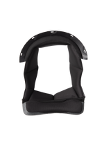 Alpinestars S-M7 Crown Pad, Black helmet liner with U-shaped design, cushioned interior with textured fabric, grey mesh material border, plastic snap-connection points, motorcycle helmet comfort and protection padding