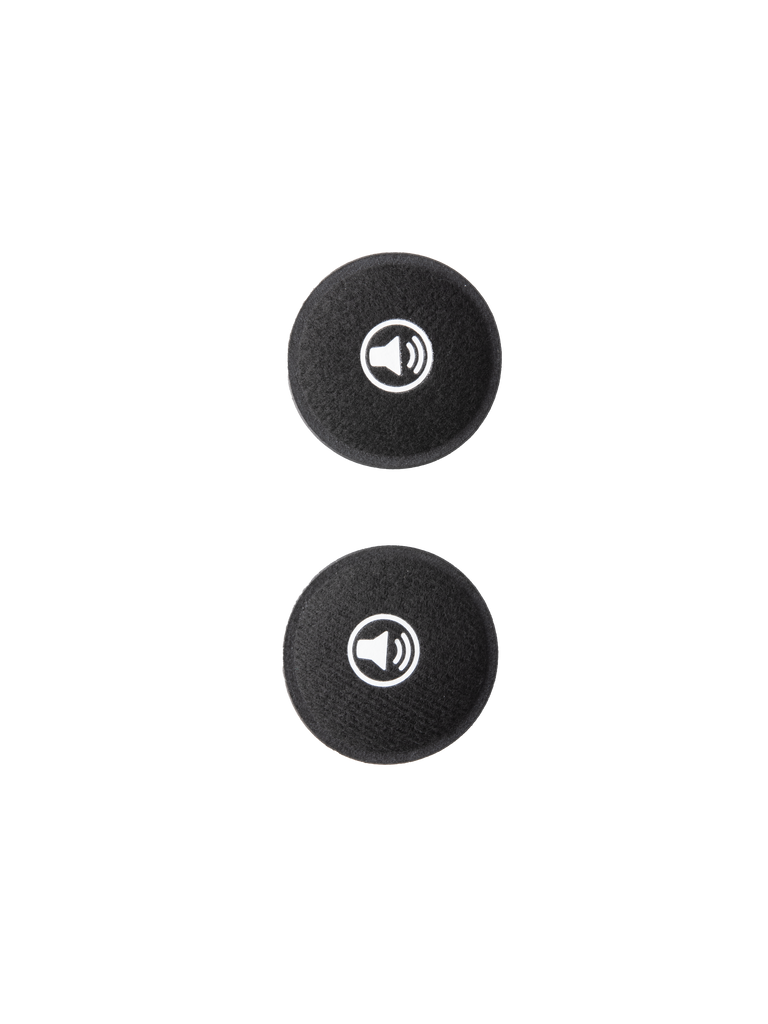 Alpinestars S-M7 Ear Pads Set, Motocross Helmet Accessories, Black circular foam pads with white speaker icons, replacement interior padding for enhanced comfort and fit in S-M7 helmets