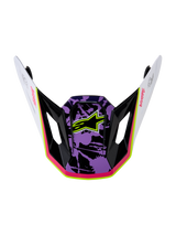 Alpinestars S-M7 Blaster Visor, replacement motocross helmet visor in glossy purple, pink, and white with a star logo.