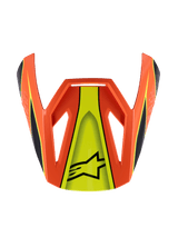 Alpinestars S-M3 Youth Fray Visor, Motocross Helmet Visor, Orange and Fluorescent Yellow, angular aerodynamic design with black Astar logo and racing stripes, durable plastic replacement part for youth off-road helmets