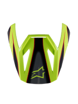 Alpinestars S-M3 Youth Fray Visor, Motocross Helmet Visor, Red Yellow Fluo and Black with Glossy Finish, angular design featuring the Alpinestars star logo, official replacement part for youth racing helmets