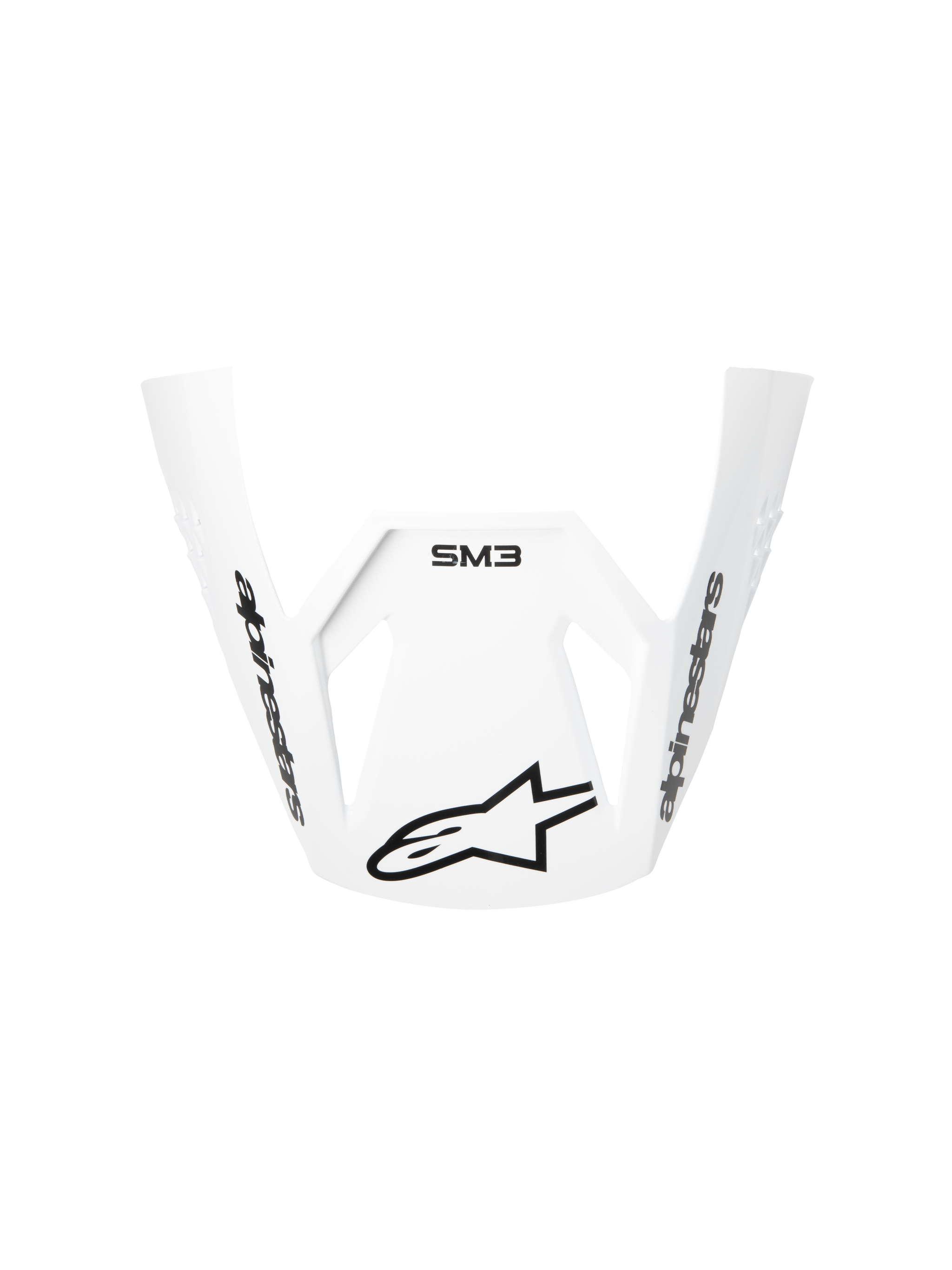 Alpinestars S-M3 Radium ECE06 Visor, White, Motorcycle Helmet Replacement Visor, curved aerodynamic design with black Alpinestars logos and SM3 branding, durable plastic for motocross performance