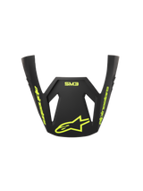 Alpinestars S-M3 Radium ECE06 Visor, Motocross Helmet Replacement Peak, Gray Black and Yellow Fluo Matte, featuring yellow fluo Alpinestars branding and star logo, matte finish, aerodynamic design for off-road racing