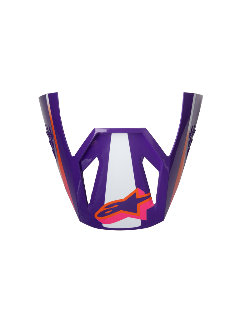 Alpinestars S-M3 Heat ECE06 Helmet Visor, Motorcycle Racing Visor, Purple White Pink, Glossy Finish, Orange Accents with Star Logo, Angular Design with Sporty Cutouts