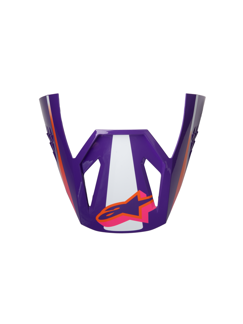 Alpinestars S-M3 Heat ECE06 Helmet Visor, Motorcycle Racing Visor, Purple White Pink, Glossy Finish, Orange Accents with Star Logo, Angular Design with Sporty Cutouts