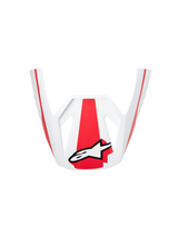 Alpinestars S-M3 Heat ECE06 Visor, Helmet Accessory, Red White and Black Glossy, official replacement part for off-road helmets, featuring bold red graphics and a white Alpinestars logo, glossy finish for motocross gear
