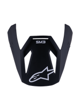 Alpinestars S-M3 Youth Solid Visor, Replacement Peak for Youth Motocross Helmet, Matte Black finish with White SM3 branding and Star logo, Durable plastic accessory for off-road racing