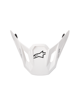 Alpinestars S-M7 Solid ECE06 Visor, replacement motocross helmet peak, White Glossy finish, featuring a black star logo, angular aerodynamic design with rectangular ventilation cutouts, compatible with S-M7 helmets