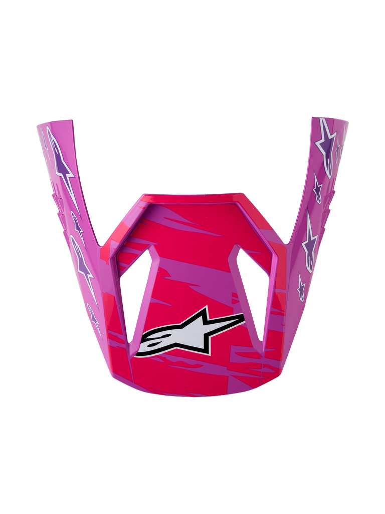 Alpinestars SM3 Falcon Visor ECE06, Motocross replacement peak in purple and pink fluo with glossy finish.